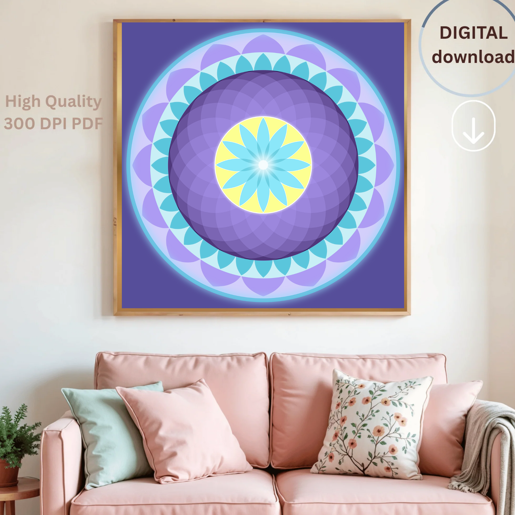 Vibrant Sacred Mandala — Instant Digital Wall Art Print