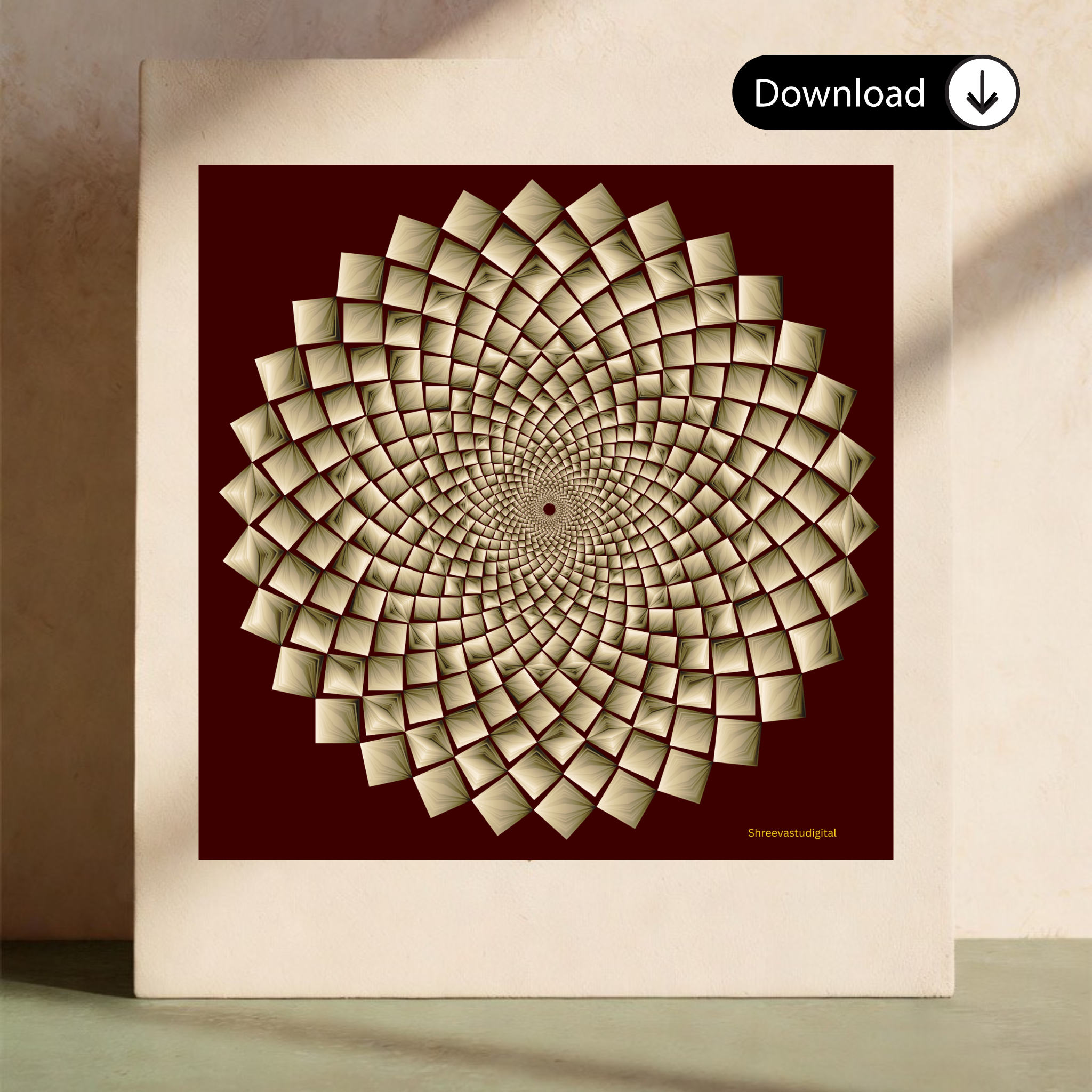Golden Spiral Mandala Print | Sacred Geometry Wall Art | Instant Download